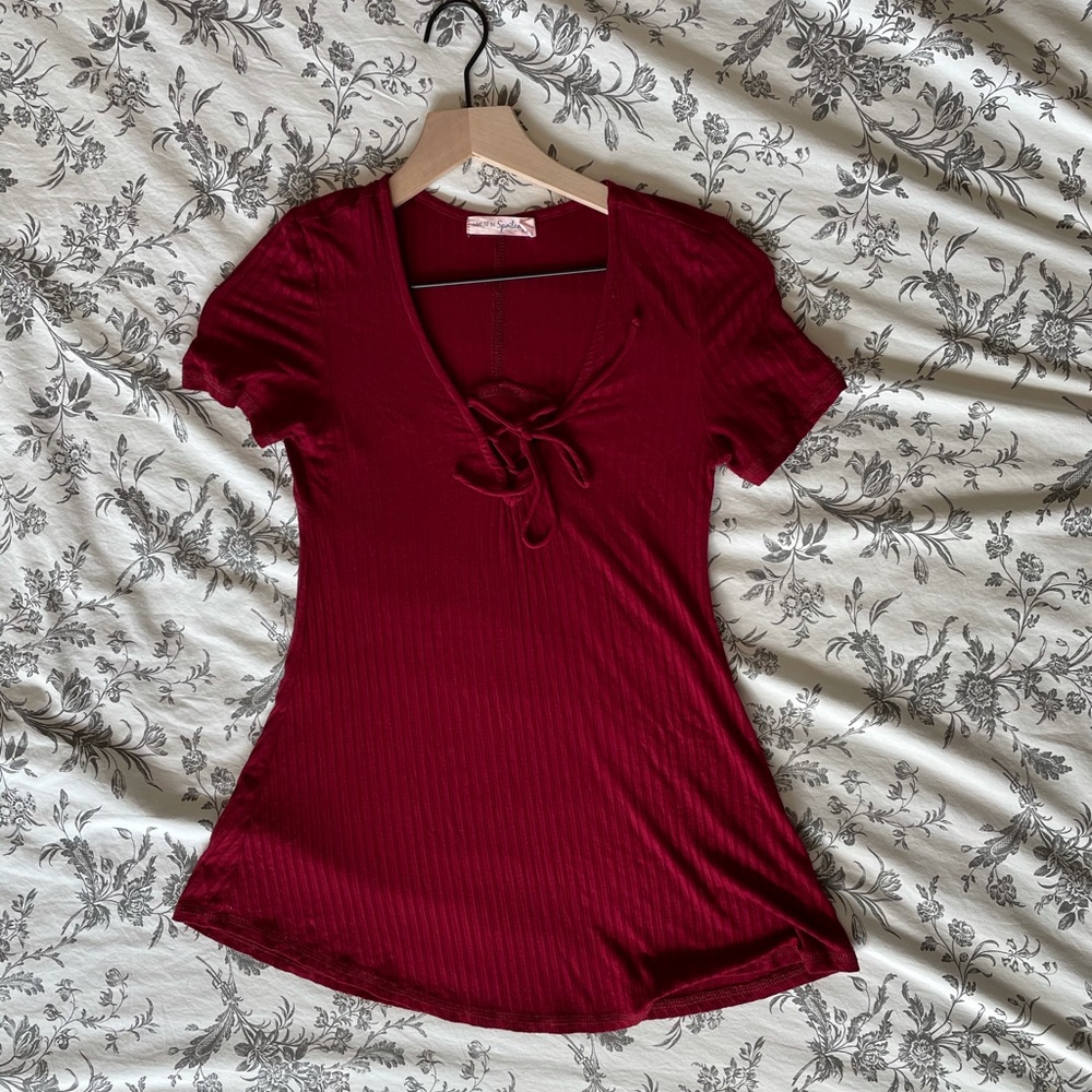 Live to Be Spoiled Lace Up Tee